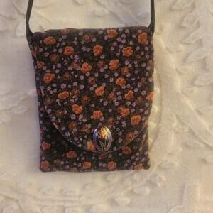 Vintage 90's Cottage Coquette Floral Velvet Cross Body Bag
